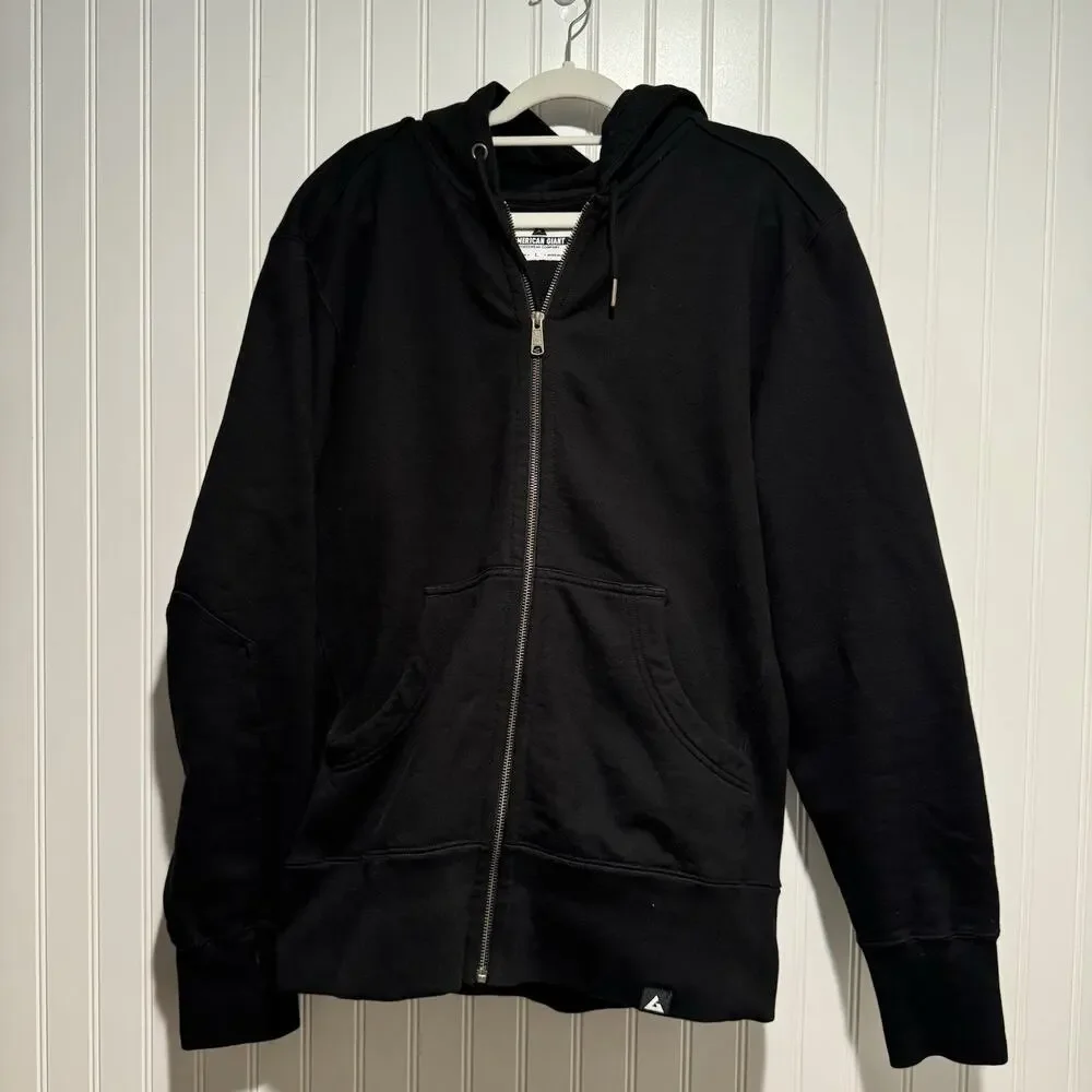 American Giant Black Classic Full Zip Sweatshirt Heavyweight Mens Large - Picture 2 of 5